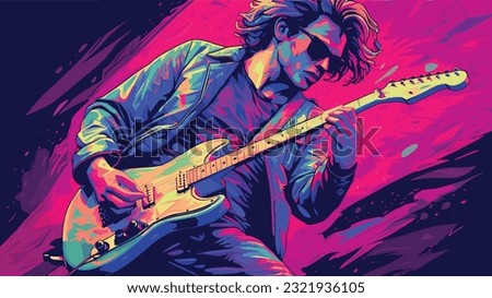 Electric Grooves: Trending Vector Illustration of a Guitarist
