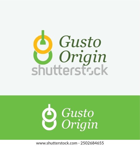 Gusto origin letter g restaurant spoon logo design ideas business name editable vector template  royalty free image