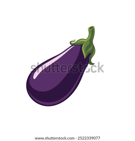 Cute Eggplant Emoji Icon – Vector Cartoon Vegetable Clip Art Illustration