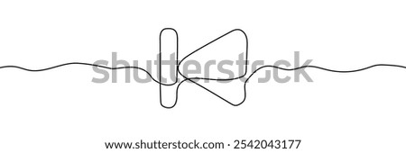 Fast Backward Button vector icon on transparent background, continious line drawing