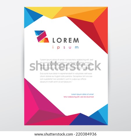 Colorful Low Poly Style Letterhead Graphic Design Template Document ...