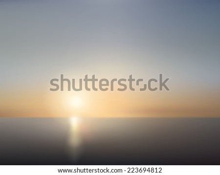 sunset over ocean landscape vector illustration -trendy soft blurred ocean view