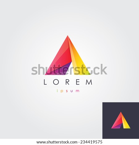 abstract trendy multicolored logo design element in letter a shape- for business company visual identity