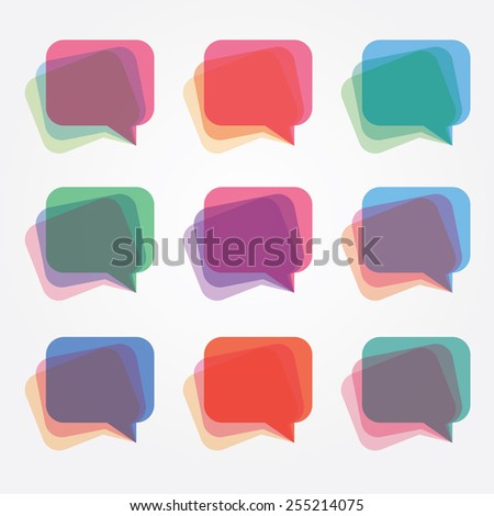 modern colorful multiple overlay transparency talk bubble logo icons set collection