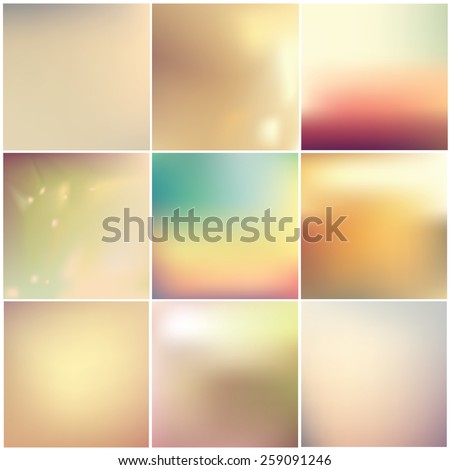 instagram style soft blurred abstract background set collection in subtle warm colors