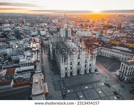 Similar – Image, Stock Photo Sunset view of Milan Duomo Cathedral