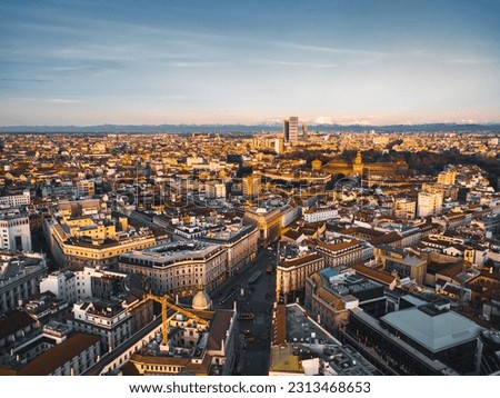 Similar – Image, Stock Photo Sunset view of Milan Duomo Cathedral