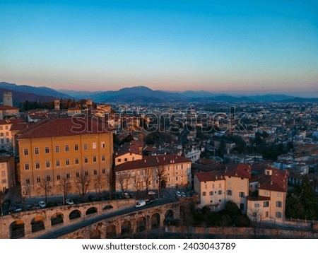 Similar – Image, Stock Photo Panorama over Bergamo, Italy