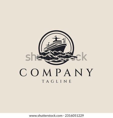 Cruise ship logo design vector illustration