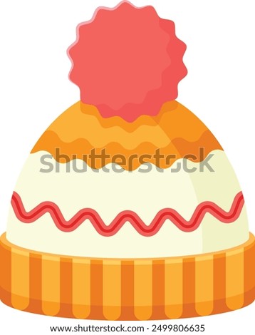 A 2D flat illustration of a winter Beanie in bright colours.