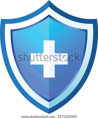 A sleek and modern vector illustration of a shield with a white medical cross, symbolizing healthcare, protection, and safety. Ideal for use in medical, insurance, security, and health-related designs