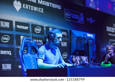 KATOWICE, POLAND - JANUARY 19: Polish StarCraft 2 player at Intel Extreme Masters 2013 - Electronic Sports World Cup on January 19, 2013 in Katowice, Silesia, Poland.