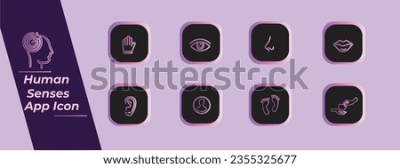 Black and Purple Colour Human Senses App Icon Collections .