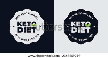 Set badge keto diet, Ketogenic diet, keto friendly, keto stamps, logo, icon, certified, stickers, packging design, isolated flat vector, illustration of new badge. on white background.