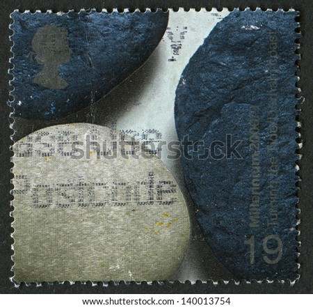 UK - CIRCA 2000: A stamp printed in UK shows image of the Millennium Projects (3rd Series),Beach Pebbles (Turning the Tide, Durham Coast), circa 2000.