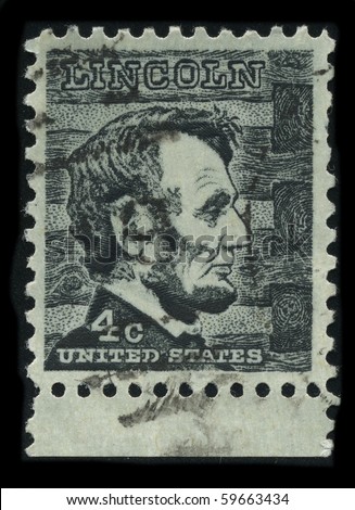 USA - CIRCA 1930: A stamp printed in USA shows Portrait President Abraham Lincoln circa 1930.
