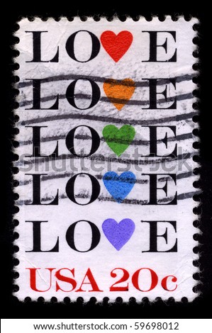 USA - CIRCA 1980: A stamp printed in USA shows image of the dedicated to the Love circa 1980.