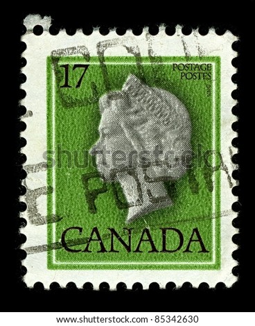 CANADA-CIRCA 1979:A stamp printed in CANADA shows image of Elizabeth II (Elizabeth Alexandra Mary, born 21 April 1926) is the constitutional monarch of United Kingdom, circa 1979.