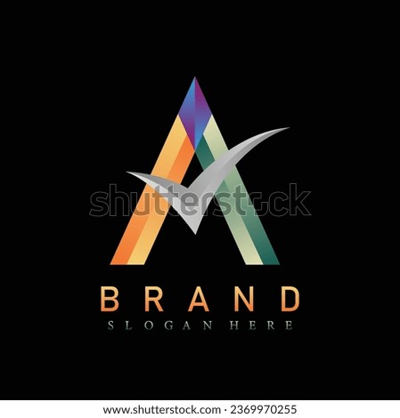 3d letter A logo design vector image download today
