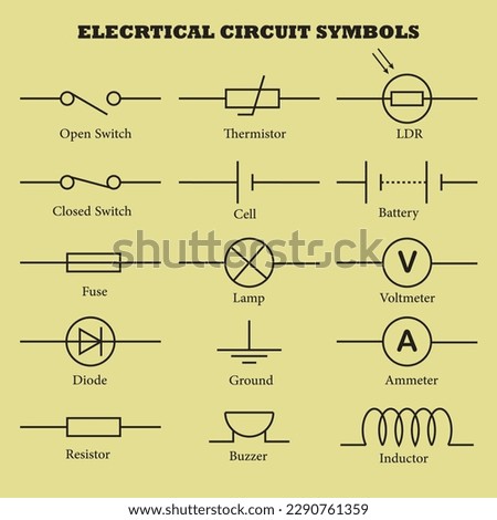Electrical Circuit Symbols Vector Image Illustration