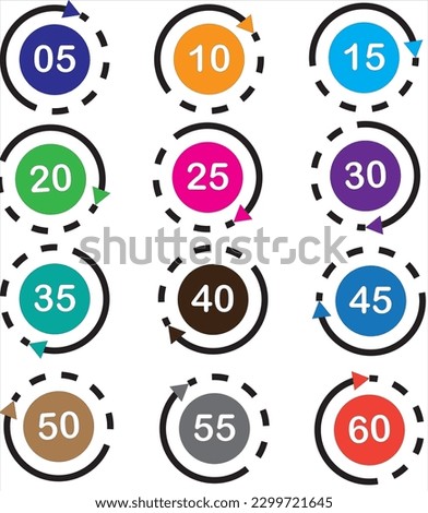 Clock. Stopwatch Icon Vector Image Illustration. Minutes Icons