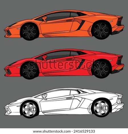 vector super sports car drawing illustration
