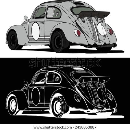 vector vintage retro car drawing illustration, car t shirt design