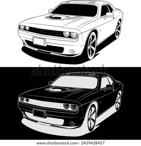 vector muscle car drawing illustration, car t shirt design