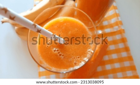 Similar – Image, Stock Photo Fresh pumpkin juice