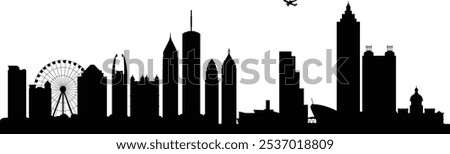 This sleek and modern Atlanta city skyline silhouette captures the essence of Georgia’s capital with its iconic buildings and dynamic urban landscape.