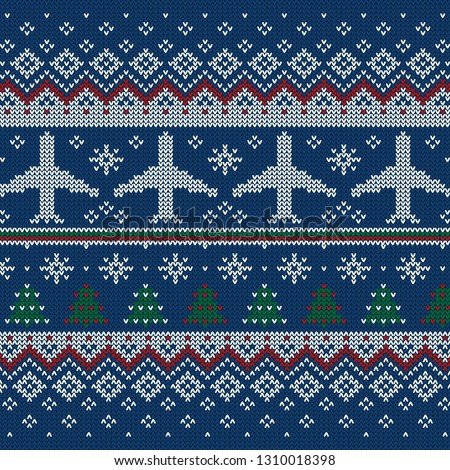 Knitted pattern. Planes. Scandinavian ornament. Vector