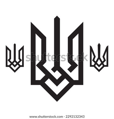 Vector image of the State Emblem of Ukraine - trident made in a geometric style isolated on a white background. useful for web and graphic design, print, souvenirs for the Independence Day of Ukraine