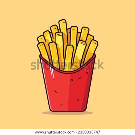 French fries potato box, flat style vector illustration
