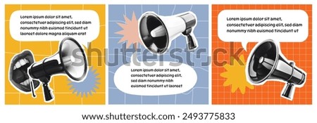 Pop Art halftone Megaphone Posters for Social Media Promotions