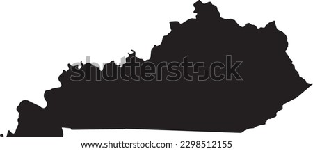 BLACK CMYK color detailed flat map of the federal state of KENTUCKY, UNITED STATES OF AMERICA on transparent background