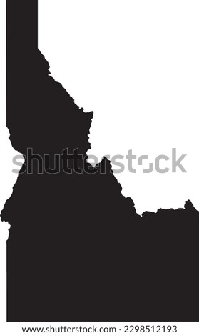 BLACK CMYK color detailed flat map of the federal state of IDAHO, UNITED STATES OF AMERICA on transparent background