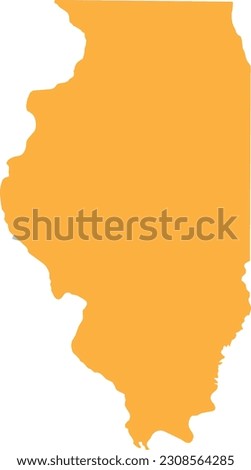 ORANGE CMYK color detailed flat map of the federal state of ILLINOIS, UNITED STATES OF AMERICA on transparent background
