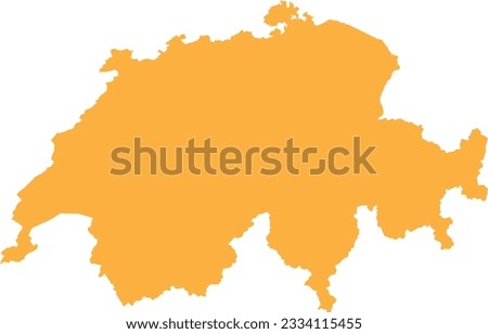 ORANGE CMYK color detailed flat stencil map of the European country of SWITZERLAND on transparent background