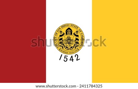 Official vector illustration flag of the American city of SAN DIEGO, CALIFORNIA