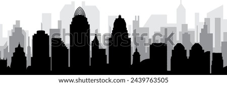 Black cityscape skyline panorama with gray misty city buildings background of CINCINNATI, USA