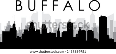 Black cityscape skyline panorama with gray misty city buildings background of BUFFALO, UNITED STATES