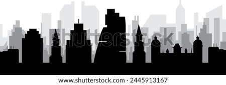 Black cityscape skyline panorama with gray misty city buildings background of LEEDS, UNITED KINGDOM