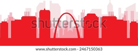 Red panoramic city skyline poster of ST. LOUIS, UNITED STATES