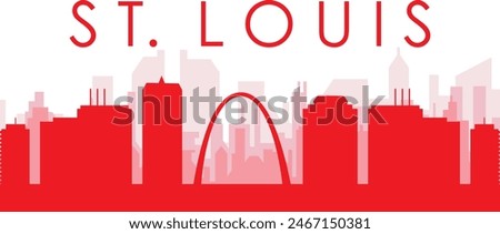 Red panoramic city skyline poster of ST. LOUIS, UNITED STATES 