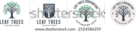 Tree logo set, Vector sign icon logo template. 