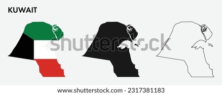 Set of Kuwait map isolated on white background, vector illustration design