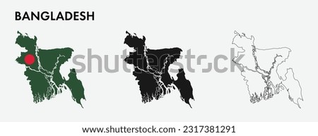 Set of Bangladesh map isolated on white background, vector illustration design