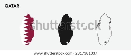Set of Qatar map isolated on white background, vector illustration design