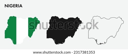 Set of Nigeria map isolated on white background, vector illustration design