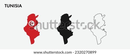 Set of Tunisia map isolated on white background, vector illustration design